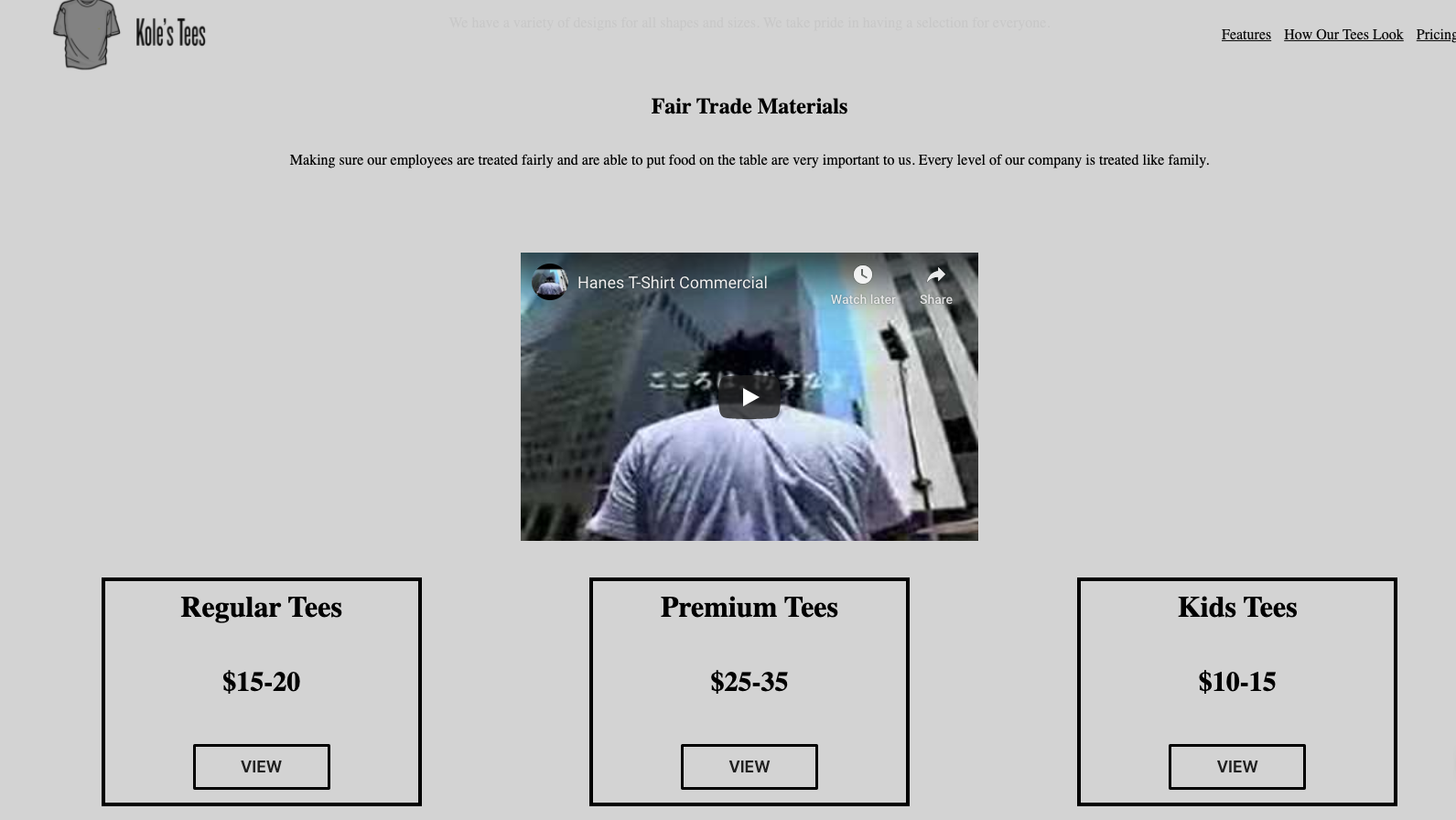 product landing page